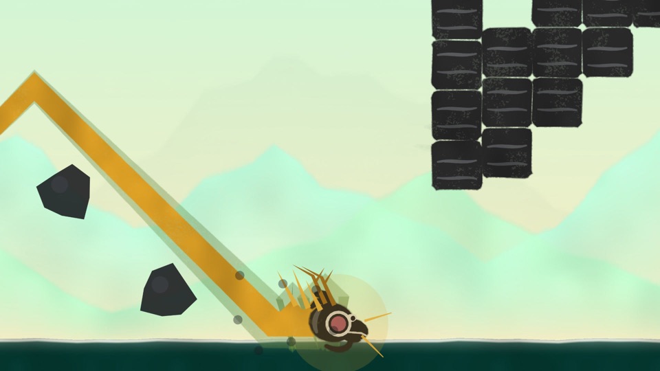 Fish to Dragon: the golden dragon smashes through rocks under stacked ink blocks