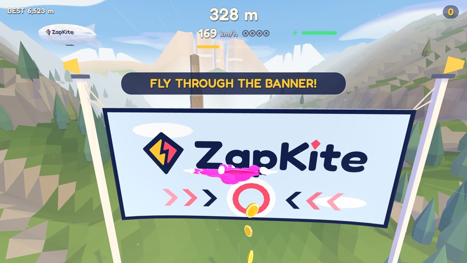 Tearing through a paper banner for bonus coins